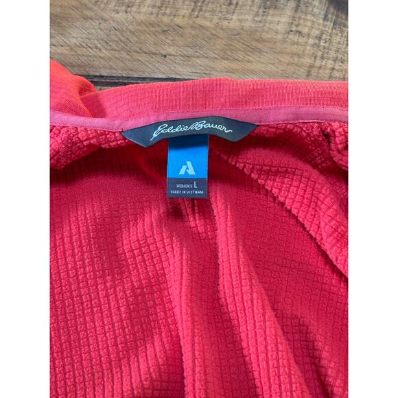 Eddie Bauer First Ascent Womens Red Orange Full Zip Sweatshirt Jacket Large - Picture 6 of 8